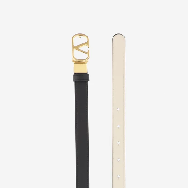 Valentino Garavani Vlogo Signature Belt — Black Leather in Black Leather from HEWI, photo 2 of 2