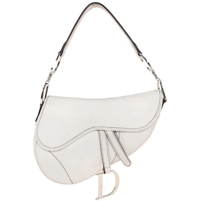 Dior 2002 White Leather Saddle Handbag in White Leather from AMORE Vintage Tokyo