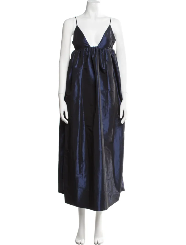 GANNI Plunge Neckline Long Dress in black from The RealReal