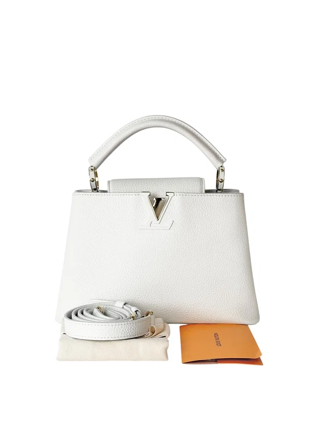 Louis Vuitton White Capucines MM 31cm Bag in White from Luxury Promise
