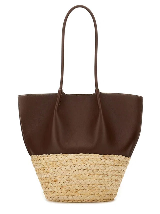 Tod's Calfskin And Raffia Shoulder Bag — Brown in Brown Calfskin from HEWI