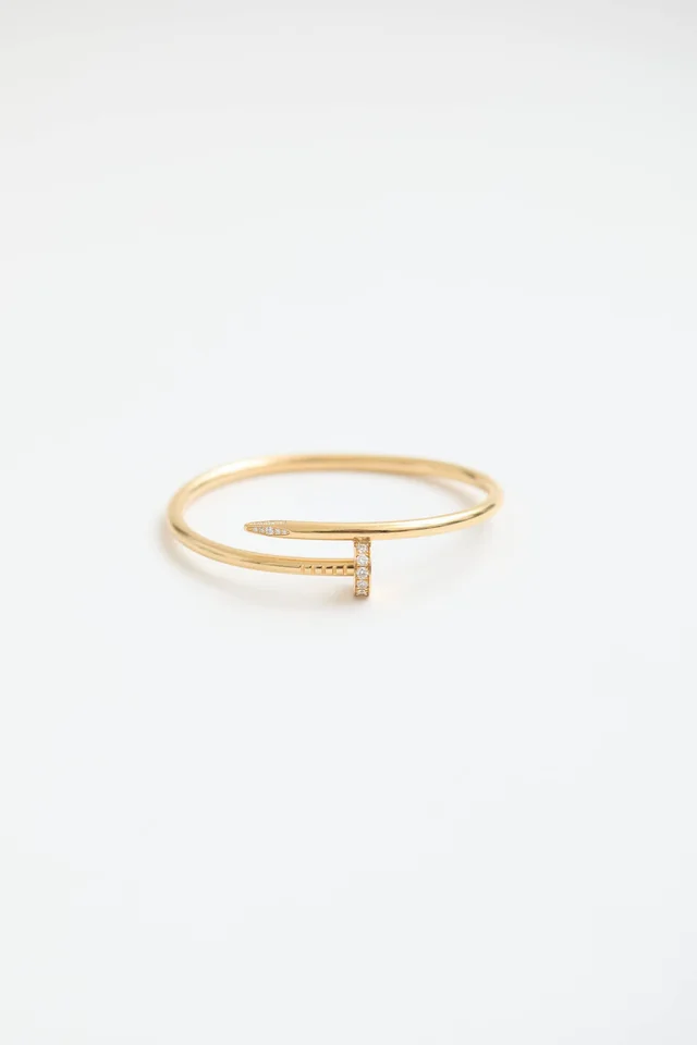 Cartier 18K Gold Juste Un Clou Diamond Nail Bangle in Gold from VSP Consignment