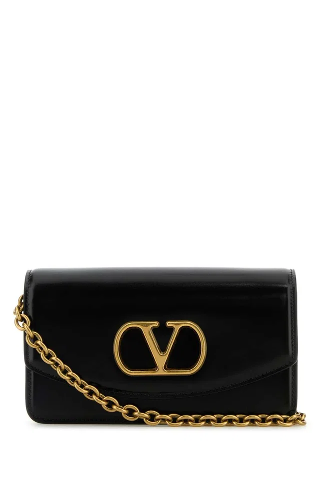 Valentino Garavani Clutch Shoulder Bag — Black Calf Leather - Bos Taurus in Black Calfskin from HEWI