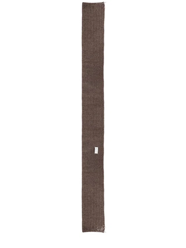 Maison Margiela Virgin Wool And Cotton Blend Scarf — Brown Scarfs in Brown Wool from HEWI
