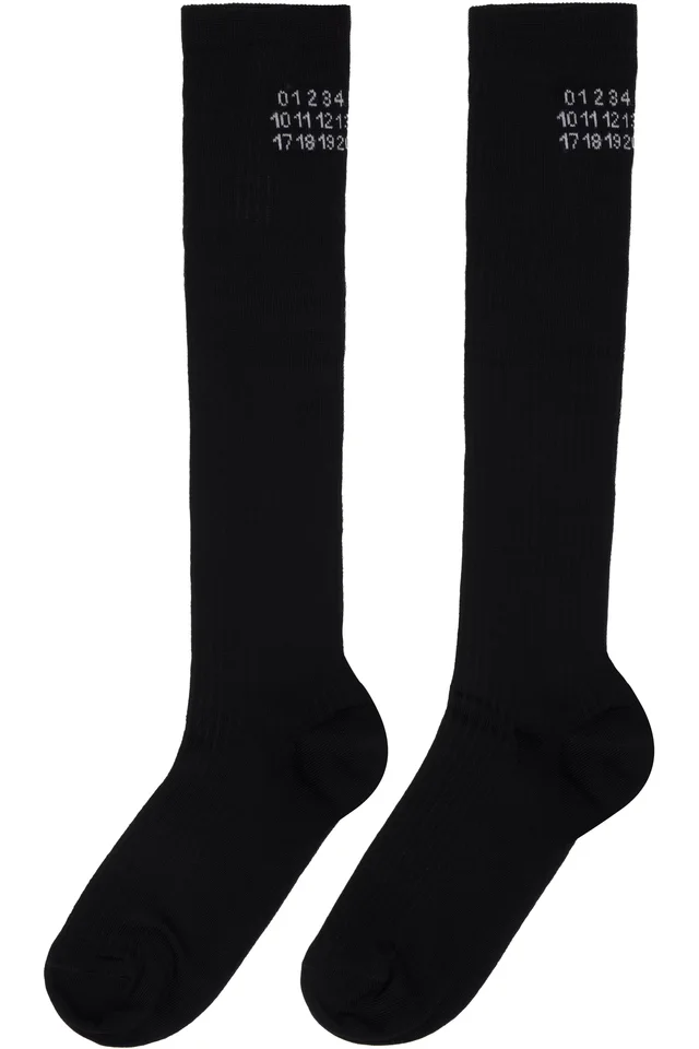 MM6 Maison Margiela Black Knee-High Socks, photo 2 of 2 from SSENSE