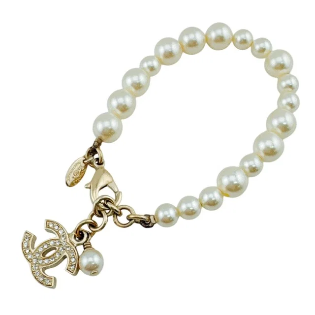 Chanel CC Logo Pearl Bracelet from The Reluxe