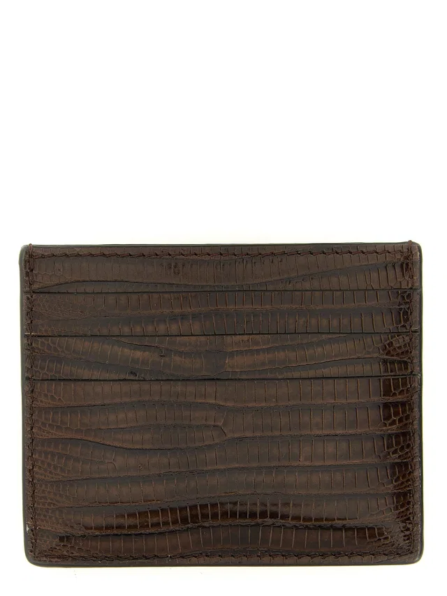Brunello Cucinelli Argentine Tegu Leather Card Case — Brown Cases in Brown Leather from HEWI