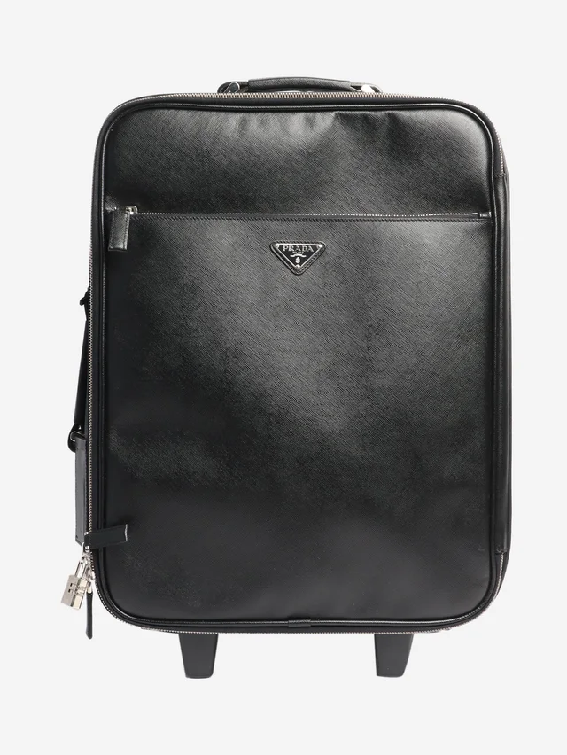 Prada Black Saffiano leather trolley case in Black Saffiano leather from Sign of the Times