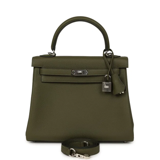Hermès Kelly Retourne 25 Vert Veronese Togo Palladium Hardware in Green Togo leather from Madison Avenue Couture