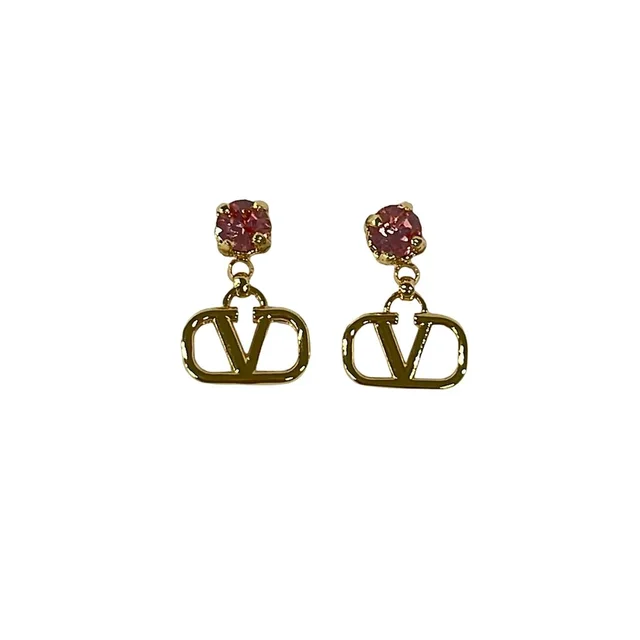Valentino Garavani Earrings Zw2joh29ycw Gold Pink Hardware Swarovski Crystal in gold|pink from Poshmark