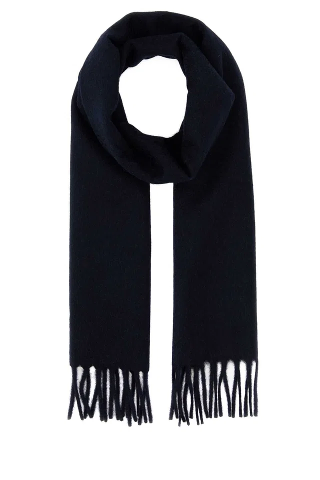 Prada Cashmere Fringed Scarf — Navy Scarfs in Navy Cashmere from HEWI