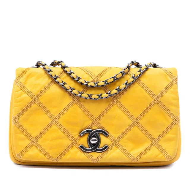 Yellow Chanel CC Iridescent Calfskin Diamond Stitch Flap Shoulder Bag in Yellow Calfskin from Designer Revival, photo 1 of 1