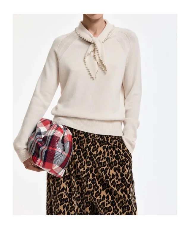 Essentiel Antwerp Pearl-accented bow-collar sweater, photo 3 of 4 from SENSER