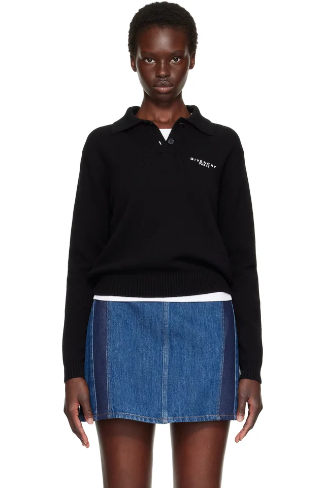 Black Wool & Cashmere Polo