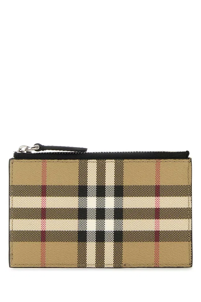 Burberry Printed Check Canvas Card Case — Beige Wallet in Beige Canvas from HEWI