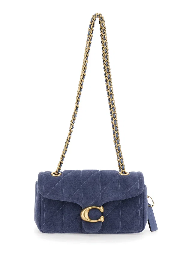 Coach Quilted Suede Crossbody Bag — Blue in Blue Suede from HEWI