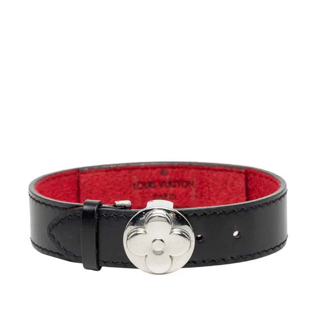 Black Louis Vuitton Monogram Mat Wish Bracelet in Black Leather from Designer Revival