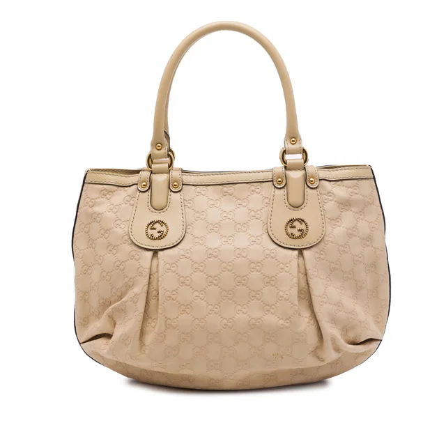 Beige Gucci Guccissima Scarlett Tote in Beige Leather from Designer Revival