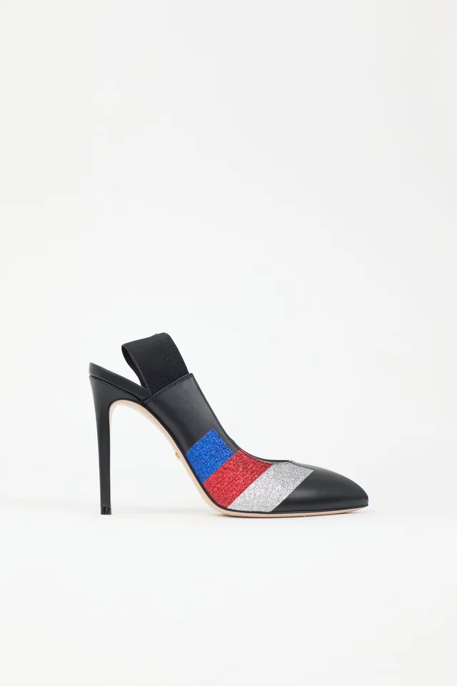 Gucci Glitter & Leather Heel in Leather from VSP Consignment