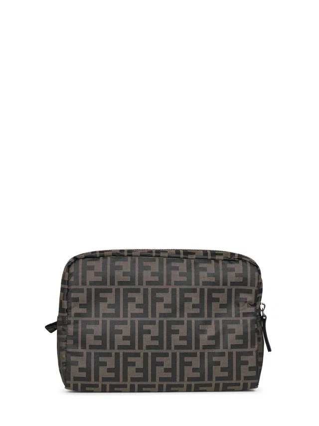 Fendi Ff Zucca Technical Canvas Pouch — Brown Polyester in Brown Canvas from HEWI