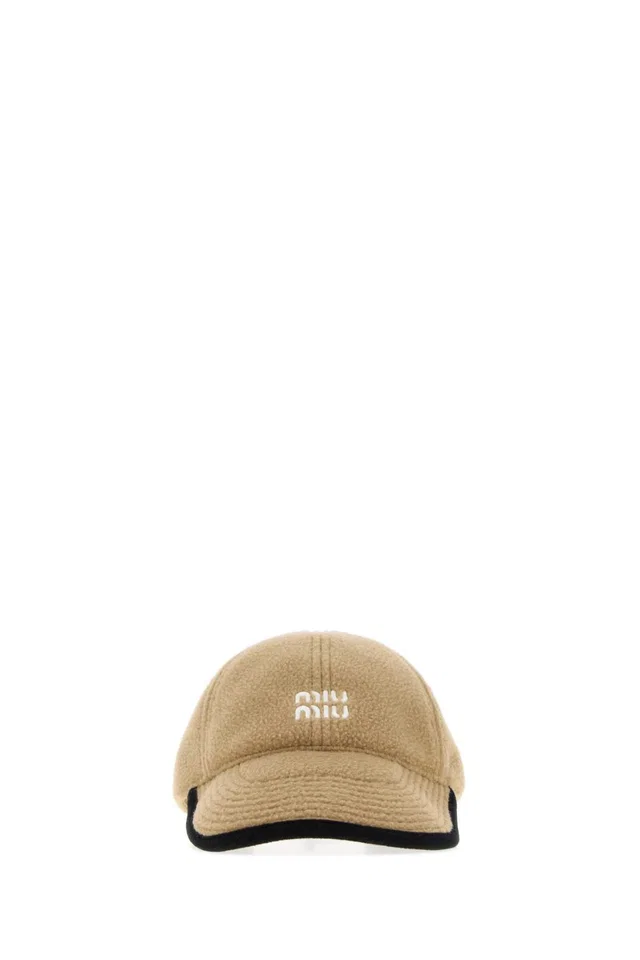 Miu Miu Hat Flannel Baseball Cap — Beige Caps in Beige from HEWI
