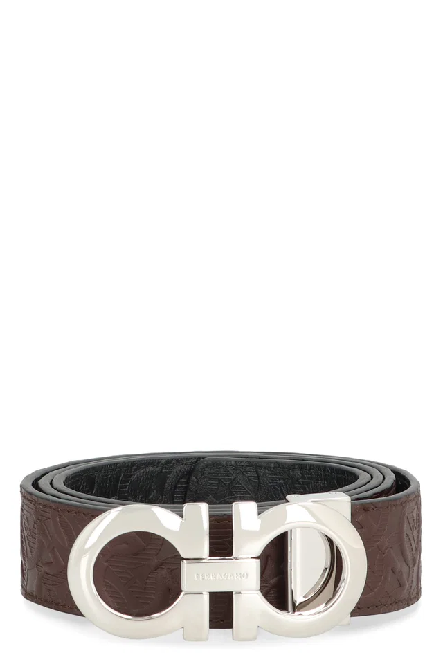 Ferragamo Gancini Belt — Brown Calf Leather in Brown Calfskin from HEWI