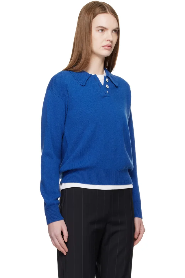 &Daughter SSENSE Exclusive Blue Edith Polo, photo 2 of 4 from SSENSE