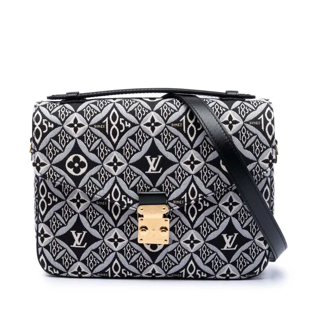Black Louis Vuitton Monogram Jacquard Since 1854 Pochette Metis Satchel in Black Canvas from Designer Revival