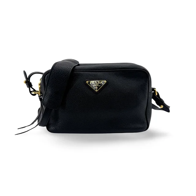 Prada Vitello Phenix Camera Bag in Black Leather from Blue Spinach