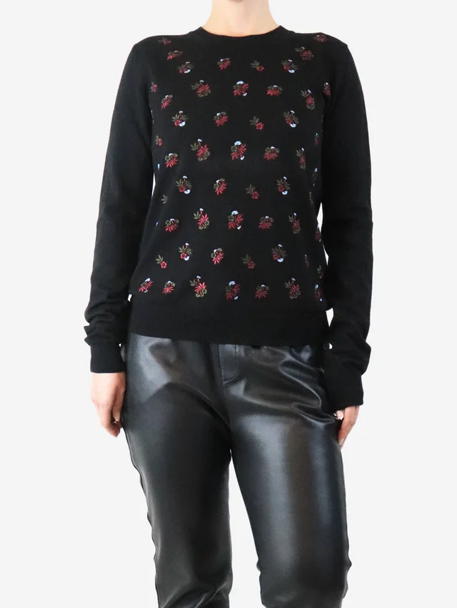 Mulberry Black floral sweater - size M in Black Wool from Sign of the Times
