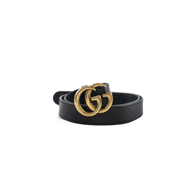 Gucci GG Marmont Belt Black - 90 cm in Black Leather from The Purse Affair