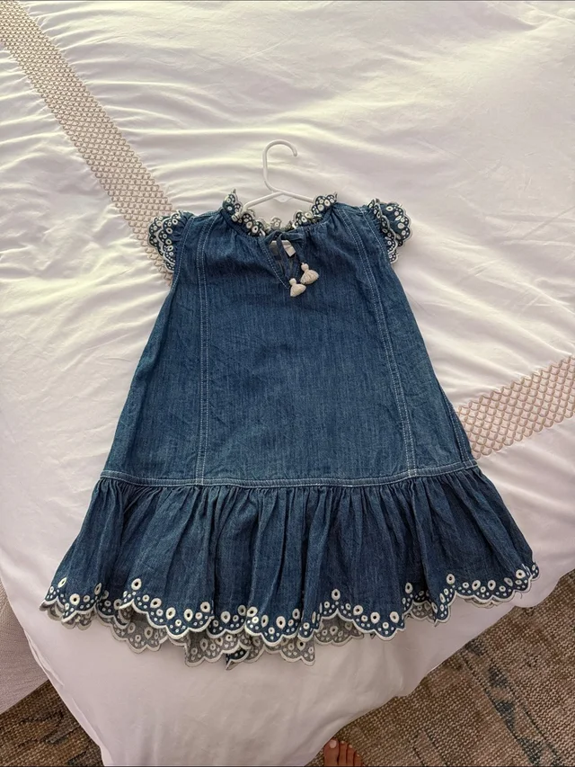 Girls Zimmermann Size 4 Denim Eyelet Dress - Blue in blue Denim from Poshmark