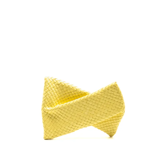 Bottega Veneta The Crisscross Clutch Intrecciato Leather Light Yellow in Yellow Woven leather from EMIER