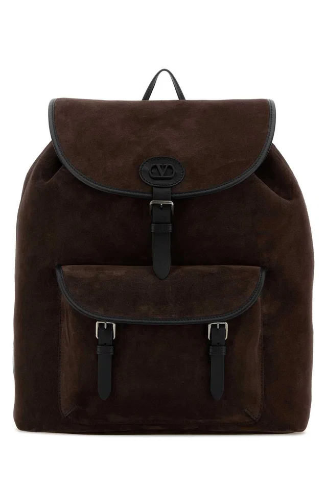 Valentino Garavani Antibes Backpack — Brown in Brown Suede from HEWI