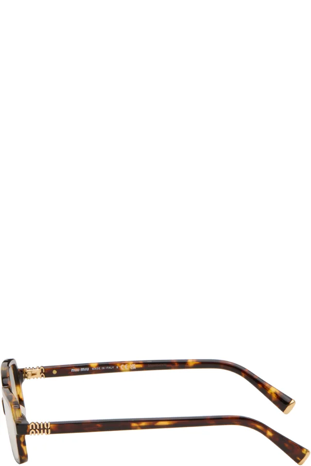 Miu Miu Eyewear Brown Miu Regard Blue Light Glasses, photo 3 of 4 from SSENSE