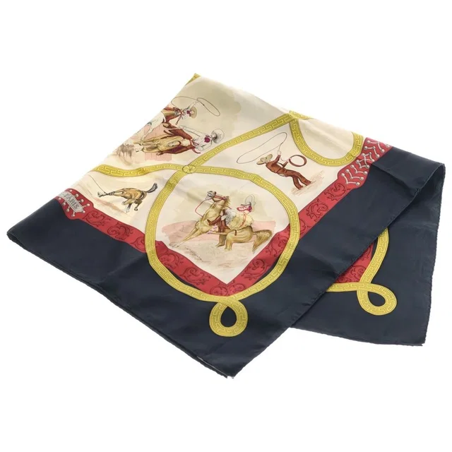 Hermès Carre 90 Chaleada Motif Silk Scarf Shawl Beige in Beige Silk from The Reluxe