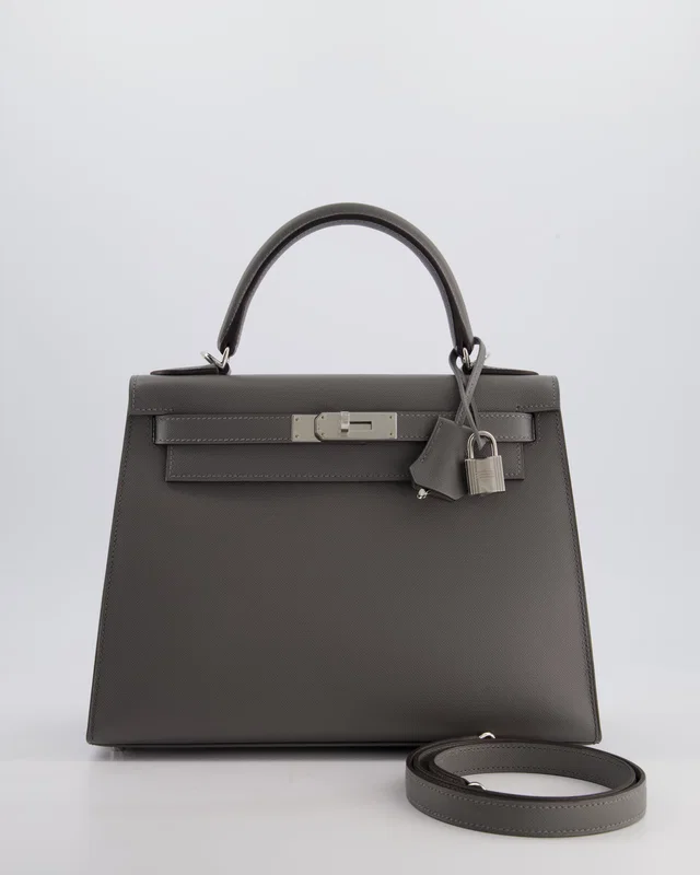 Hermès Kelly 28 Sellier Bag in Grey Leather from Sellier
