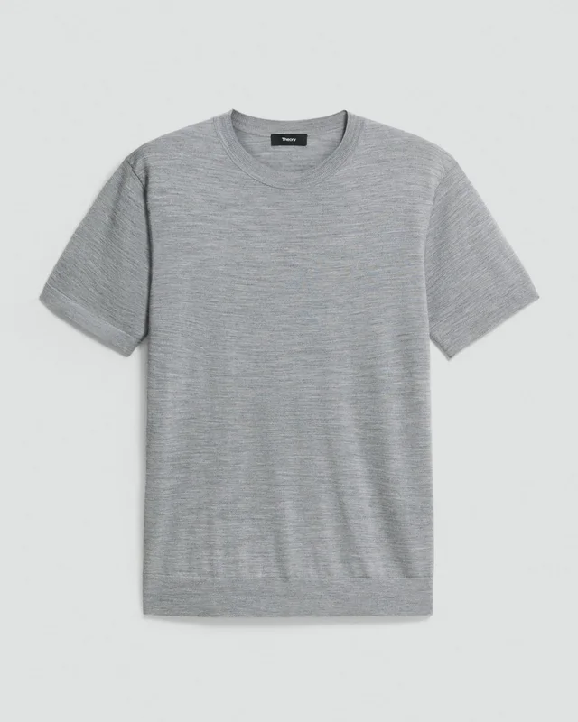 Theory Soris Tee in Regal Wool in COOL HEATHER GREY 100% Wool; Exclusive Of Elastic, photo 6 of 12 from Theory