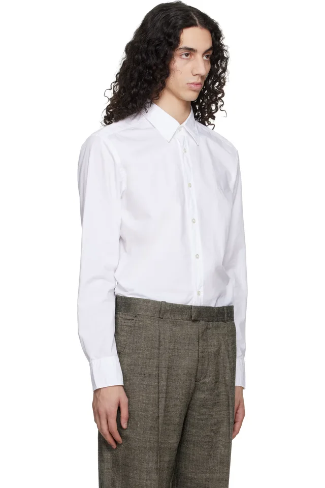 BOSS White Regular-Fit Cotton Poplin Shirt, photo 2 of 2 from SSENSE