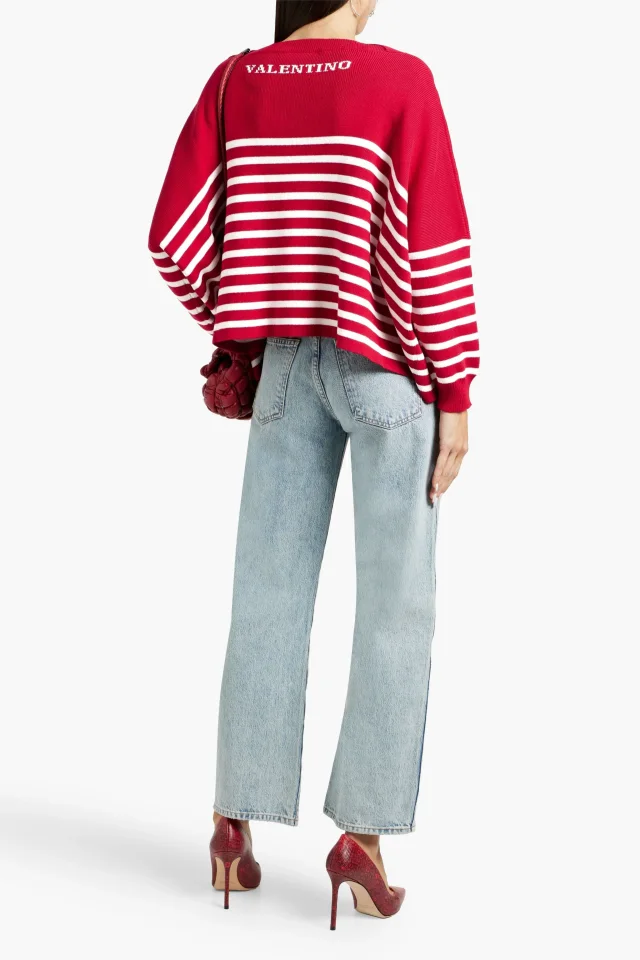 Valentino Garavani Striped Intarsia Cotton Sweater, photo 3 of 4 from THE OUTNET