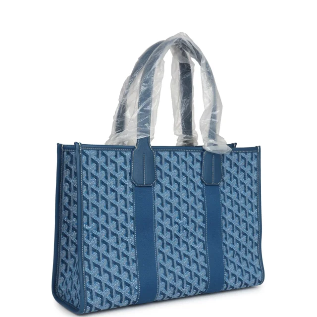 Goyard Goyardine Jacquard Ocean Blue Villette PM Bag in Blue Calfskin from Madison Avenue Couture, photo 2 of 7