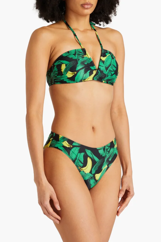Ganni Printed halterneck bikini top in Green, photo 2 of 4 from THE OUTNET