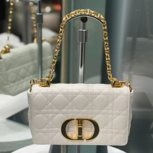 Dior Ivory Caro Bag Small in White Calfskin from Revivre Luxury Consignment