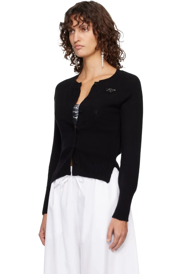 Simone Rocha Black Embellished Relaxed Cashmere Cardigan, photo 4 of 5 from SSENSE