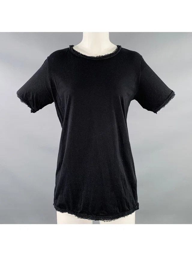 Lanvin Size M Black Cotton Silk Raw Edge T-Shirt in black Silk from Poshmark, photo 1 of 1