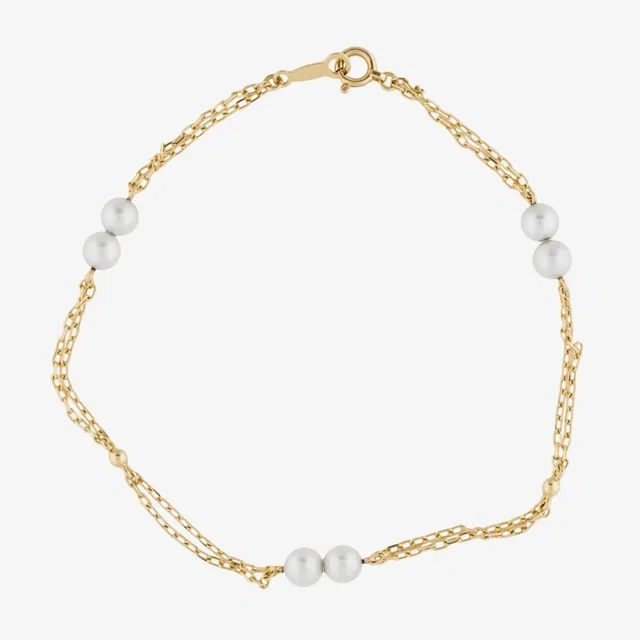 Mikimoto Pearl Station Bracelet 18k Yellow Gold Double Strand in gold|white from Poshmark