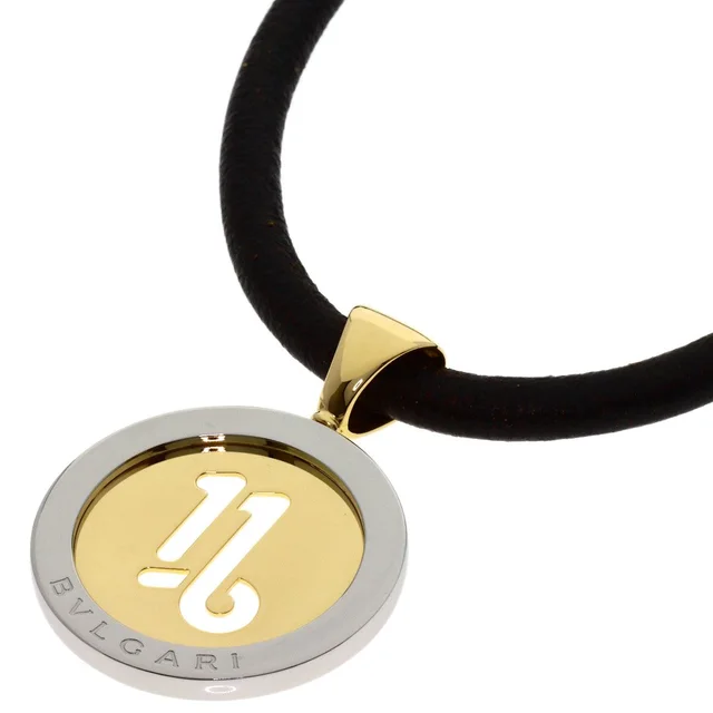 Bvlgari Tondo Capricorn Necklace 18K Yellow Gold SS in Yellow Leather from The Reluxe