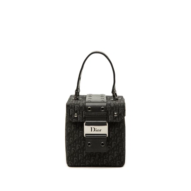 Black Dior Diorissimo Trotter Canvas Street Chic Vanity Bag in Black Canvas from Designer Revival