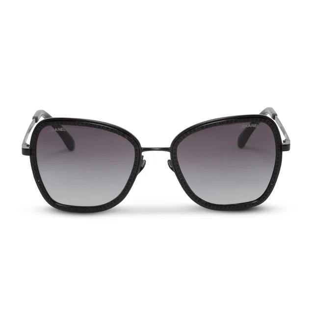 Chanel Crystal Square Frame Sunglasses in Black from Blue Spinach