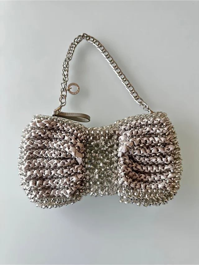 Anteprima Wire Silver Bow Mini Chain Bag in silver|gray Woven leather from Poshmark